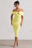 Hope Lemon Bow Bardot Midi Dress