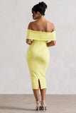 Hope Lemon Bow Bardot Midi Dress