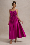 Loved Up Fuschia Pink Strappy Pleated Maxi Dress With Bows