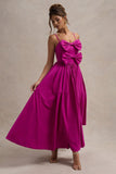 Loved Up Fuschia Pink Strappy Pleated Maxi Dress With Bows