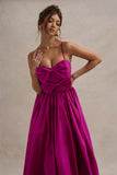 Loved Up Fuschia Pink Strappy Pleated Maxi Dress With Bows