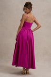 Loved Up Fuschia Pink Strappy Pleated Maxi Dress With Bows