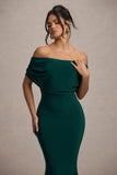 Bowden Bottle Green Bardot Maxi Dress