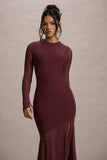 Tigerlily Port Mesh Long-Sleeve Open-Back Maxi Dress