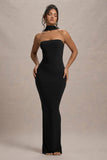 Nobu Black Bandeau Maxi Dress With Halter-Collar
