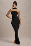 Nobu Black Bandeau Maxi Dress With Halter-Collar