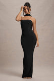 Nobu Black Bandeau Maxi Dress With Halter-Collar