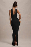 Nobu Black Bandeau Maxi Dress With Halter-Collar