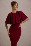 Andorra Berry Bodycon Cape Midi Dress