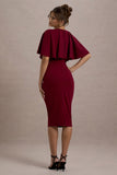 Andorra Berry Bodycon Cape Midi Dress