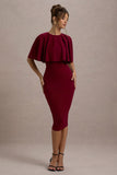 Andorra Berry Bodycon Cape Midi Dress