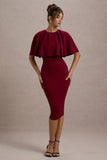 Andorra Berry Bodycon Cape Midi Dress