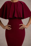 Andorra Berry Bodycon Cape Midi Dress