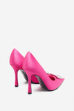Lawless Hot Pink Satin Pointed Court Heels With Diamante Brooches