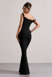 Lita Black Twisted Asymmetric Maxi Dress