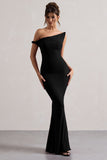 Lita Black Twisted Asymmetric Maxi Dress