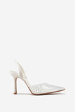 Covergirl Ivory Diamante Sling Back Pointed Heels