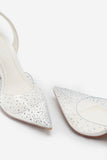 Covergirl Ivory Diamante Sling Back Pointed Heels