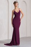 Lucky Number Plum Cross Back Fishtail Maxi Dres