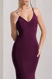 Lucky Number Plum Cross Back Fishtail Maxi Dres