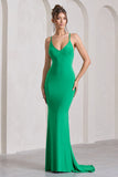 Lucky Number Green Cross Back Fishtail Maxi Dress