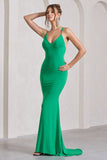 Lucky Number Green Cross Back Fishtail Maxi Dress