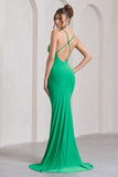 Lucky Number Green Cross Back Fishtail Maxi Dress