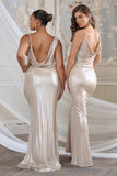 Galaxy Shimmer Gold Bias Cut Cowl Front Maxi Dress