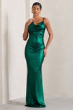 Galaxy Shimmer Green Bias Cut Cowl Front Maxi Dress