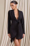 Prized Possession Black Feather Wrap Blazer Mini Dress