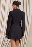 Prized Possession Black Feather Wrap Blazer Mini Dress