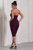 Serendipity Plum Halter Neck Knot Midi Dress