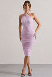 Serendipity Pink Polka Dot Halter Neck Ruched Midi Dress
