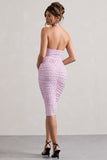 Serendipity Pink Polka Dot Halter Neck Ruched Midi Dress
