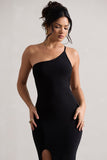 Belle Black One Shoulder Fishtail Maxi Dress