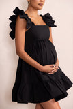 Dolly Daze Black Maternity Ruffle Mini Dress