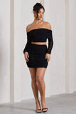 Ground Rules Black Ruched Mesh Mini Skirt