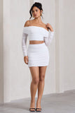 Ground Rules White Ruched Mesh Mini Skirt