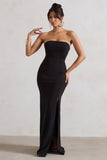 Belle of The Ball Black Bandeau Maxi Dress With Split Hem