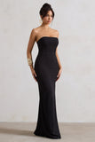 Belle of The Ball Black Bandeau Maxi Dress With Split Hem