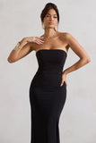 Belle of The Ball Black Bandeau Maxi Dress With Split Hem