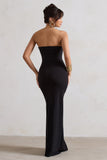 Belle of The Ball Black Bandeau Maxi Dress With Split Hem