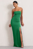 Belle of The Ball Emerald Green Bandeau Maxi Dress With Split Hem