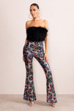 Heaven Sent Black Aztec Sequin Fit And Flare Trousers