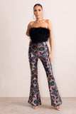 Heaven Sent Black Aztec Sequin Fit And Flare Trousers