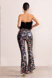 Heaven Sent Black Aztec Sequin Fit And Flare Trousers