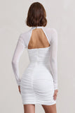 Eyes On You White Long Sleeve Halter Neck Mini Dress