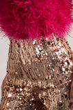 Iridescence Gold Sequin Wide-Leg Trousers