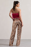 Iridescence Gold Sequin Wide-Leg Trousers