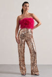 Iridescence Gold Sequin Wide-Leg Trousers